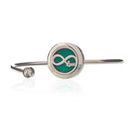 Stainless steel aromatherapy bracelet with infinity love design and green felt pad