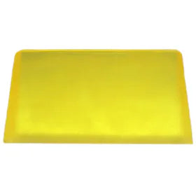 Bright yellow rectangular essential oil soap bar with smooth finish and sharp edges.