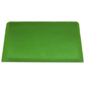 Green rectangular essential oil soap bar with glossy texture and flat surface.